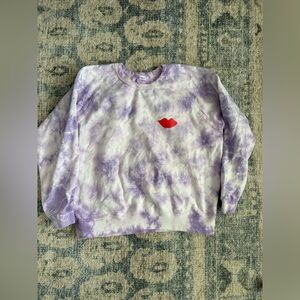 Clare V. Sweatshirt in Violet Tie Dye w/ Poppy Lips Size L Excellent Condition